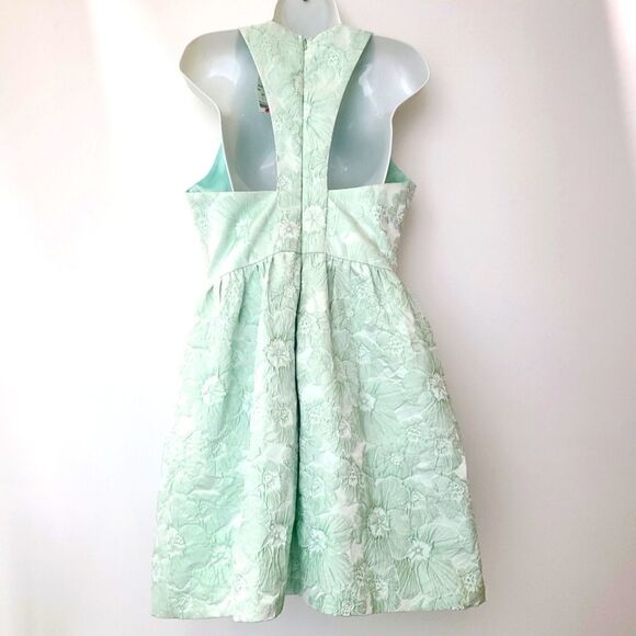 Mendocino Mint Green A-Line Embossed Floral Cocktail Dress - NWT - Picture 4 of 13
